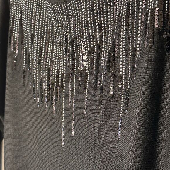 WHITE HOUSE BLACK MARKET Sequin Lightweight 3/4 Sleeve Pullover Sweater Medium - Picture 3 of 9